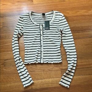 Striped Long Sleeve Crop Top